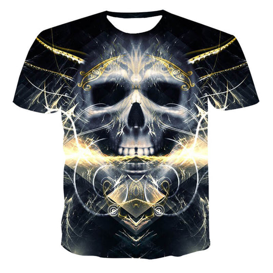 3D Skull Loose Round Neck T-shirt