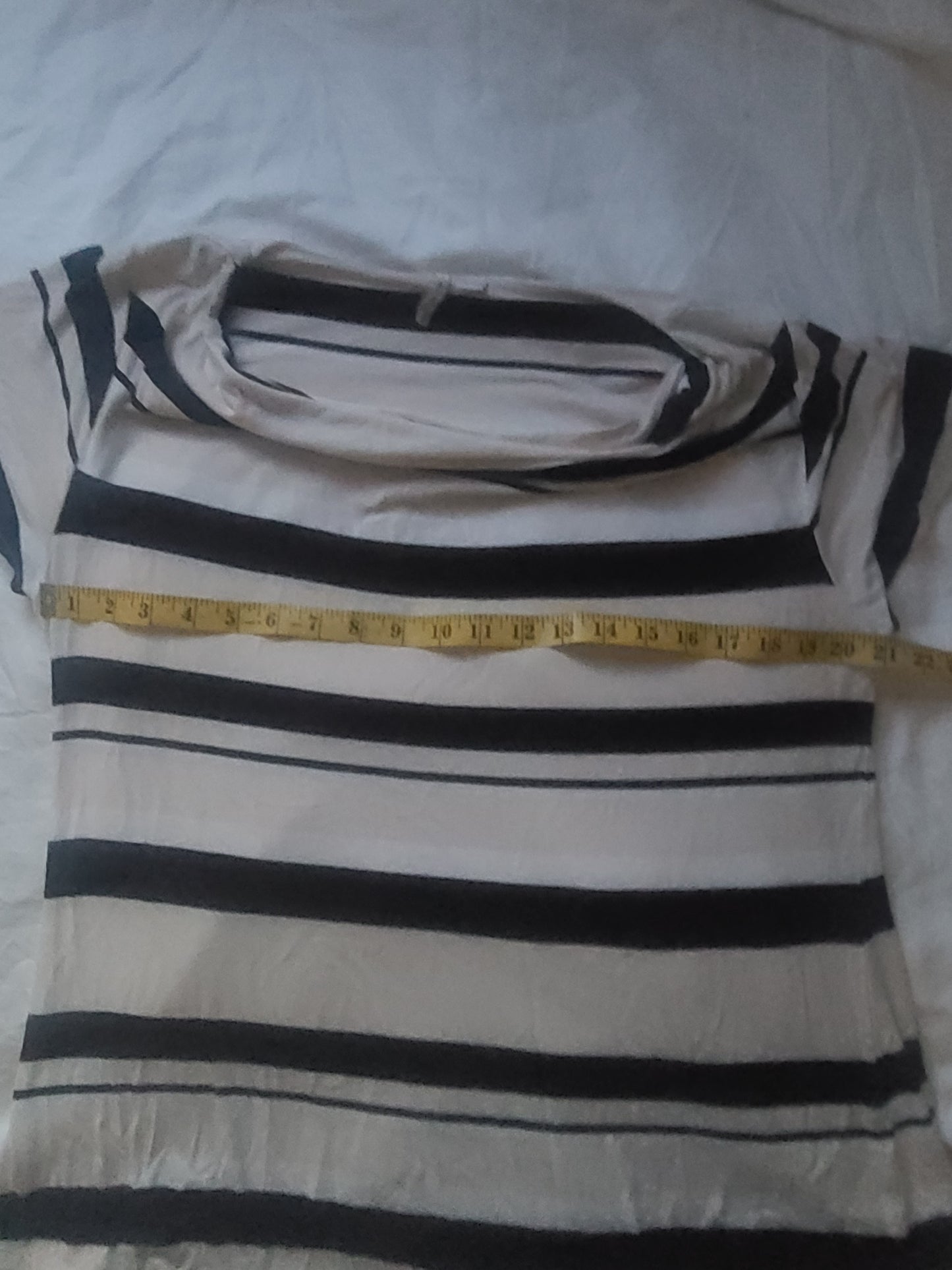 Cato Plus Size Black Beige Striped Boat Neck Short Sleeve Top