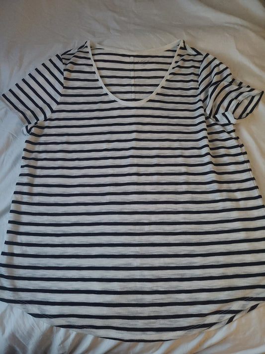 Loft Plus Size Striped Round Neck T-Shirt