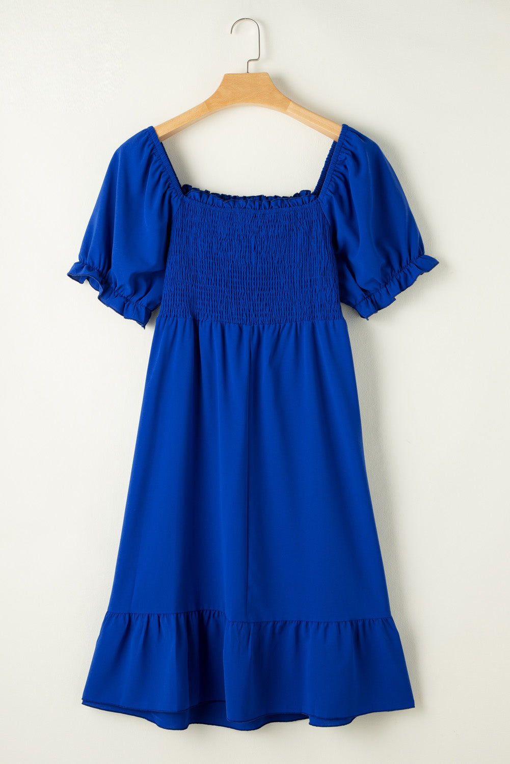 Plus Size Smocked Square Neck Short Sleeve Dress