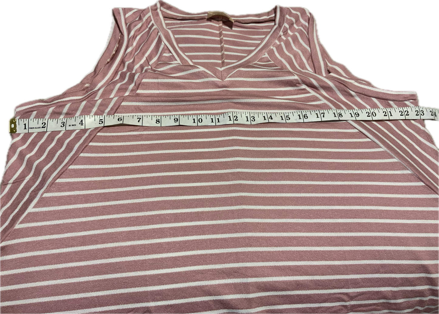 Doublju Talk To Me Full Size Striped Sleeveless V-Neck Top