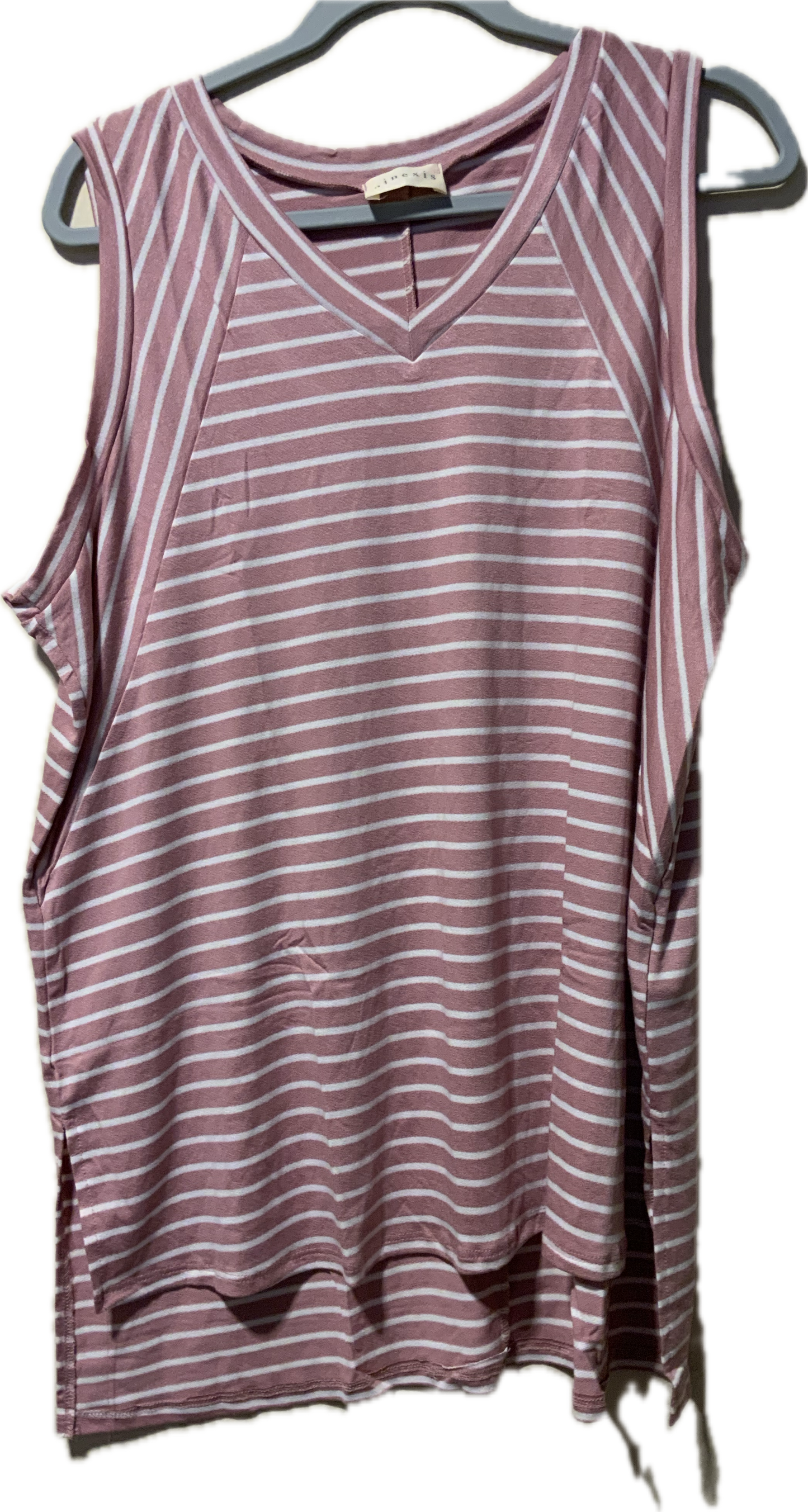 Doublju Talk To Me Full Size Striped Sleeveless V-Neck Top