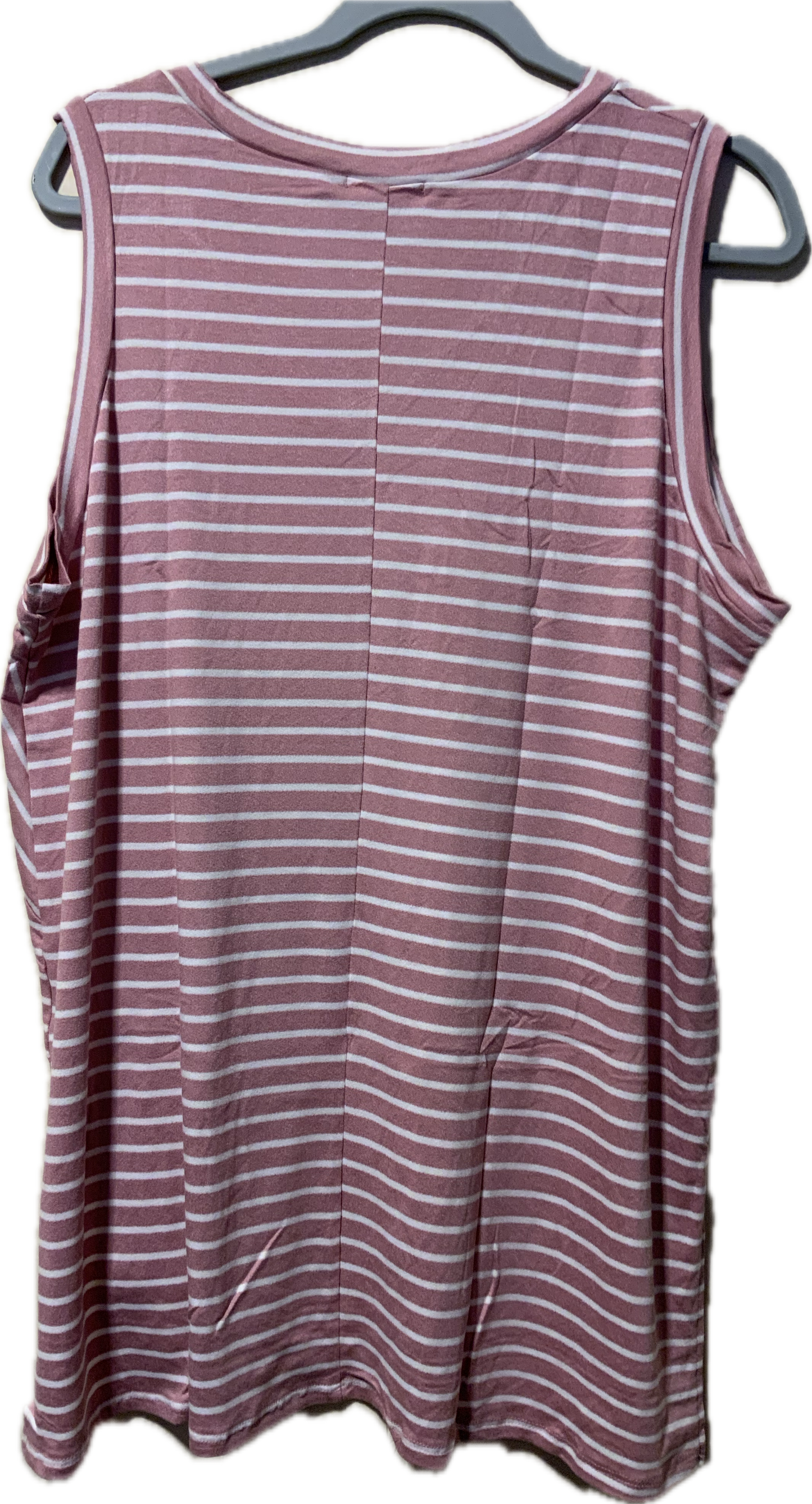 Doublju Talk To Me Full Size Striped Sleeveless V-Neck Top