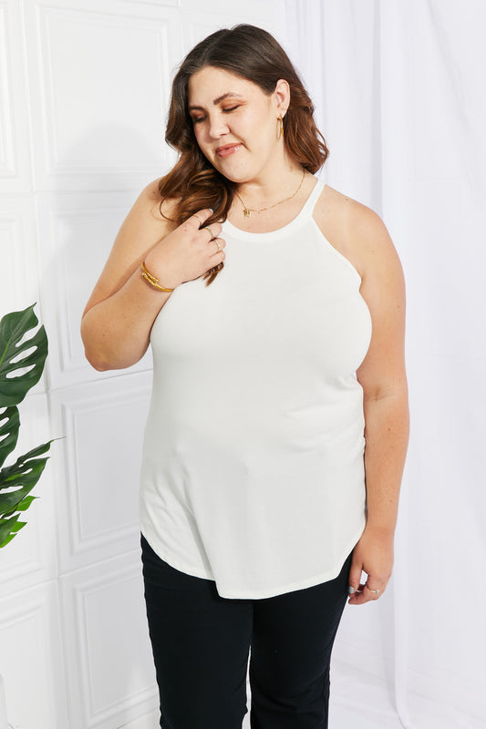 Zenana Sweet & Simple Full Size Halter Neck Tank in Ivory