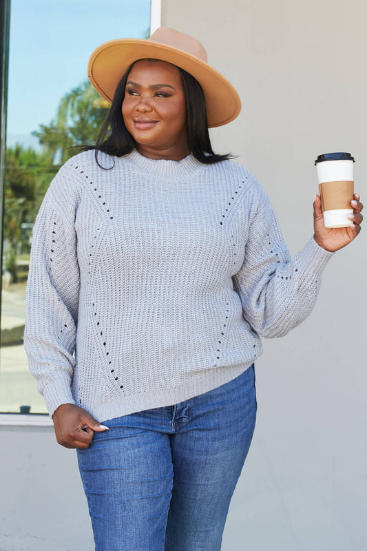 Sew In Love Full Size Openwork Rib-Knit Sweater