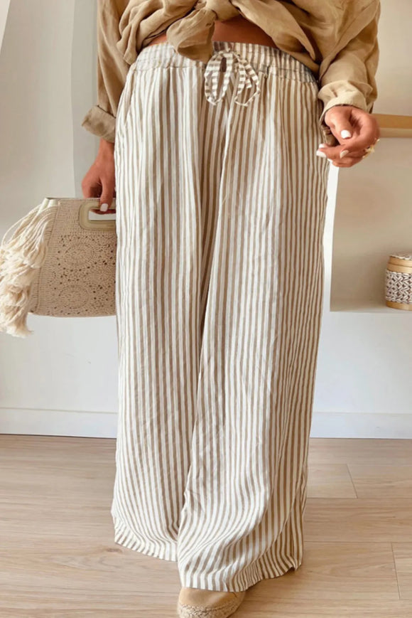 Plus Size Drawstring High Waist Wide Leg Pants