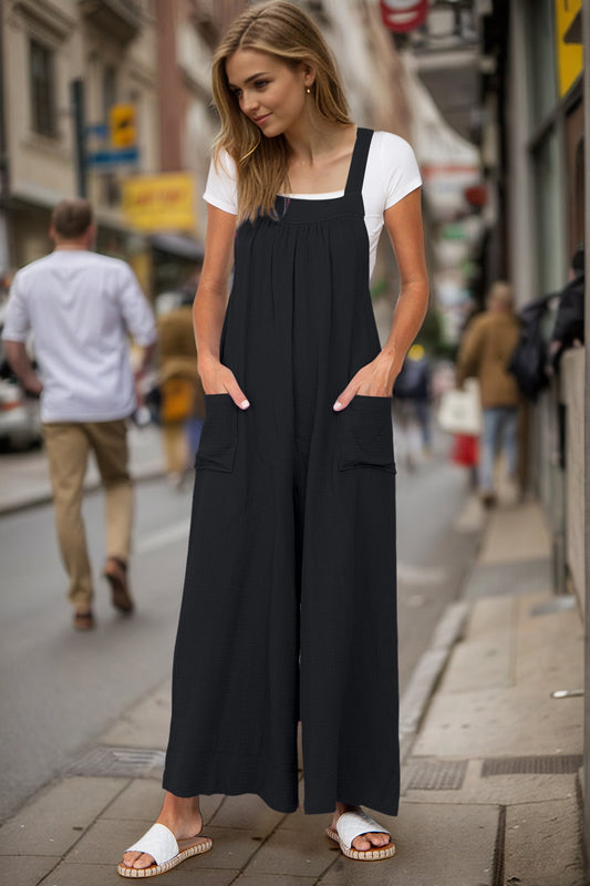 Double Take Full Size Wide Leg Overalls with Pockets