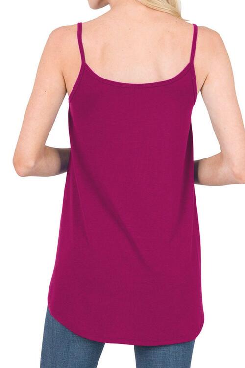 Full Size Spaghetti Strap V-Neck Flowy Tunic Cami