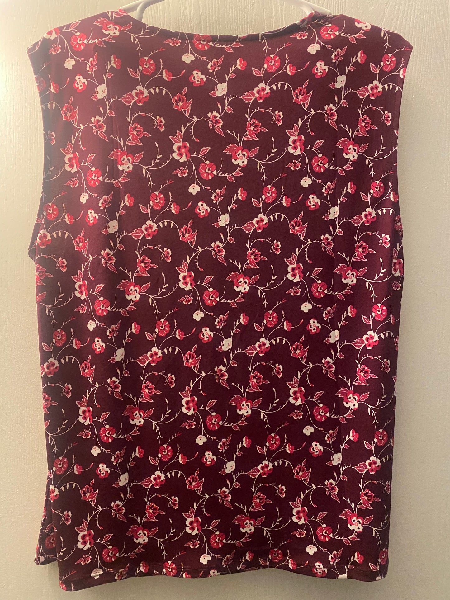 Ann Taylor Floral Knot Neck Mixed Media Sleeveless Top